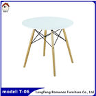 round top plastic dining table with wood legs T-06