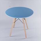 round top plastic dining table with wood legs T-06