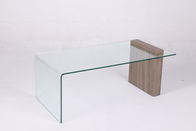 large hot bending glass coffee table wood legs coffee table center table 6518