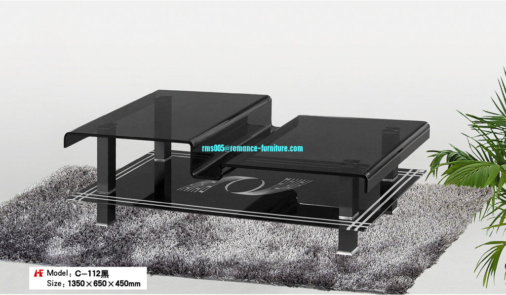 Hot bending glass/tempered glass tea table/coffee table C-112（black)