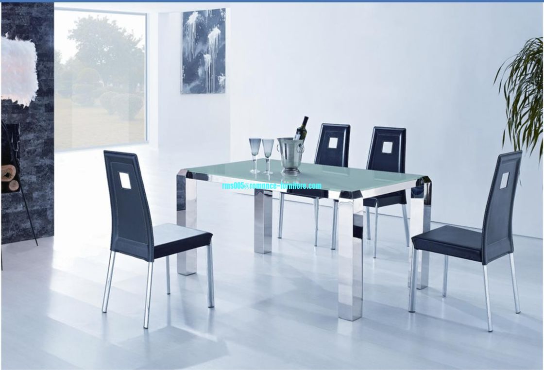 latest stainless steel dining table designs with glass top T792