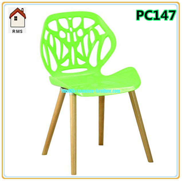 Cheap Colorful Plastic Chair With Wood Legs Pc147