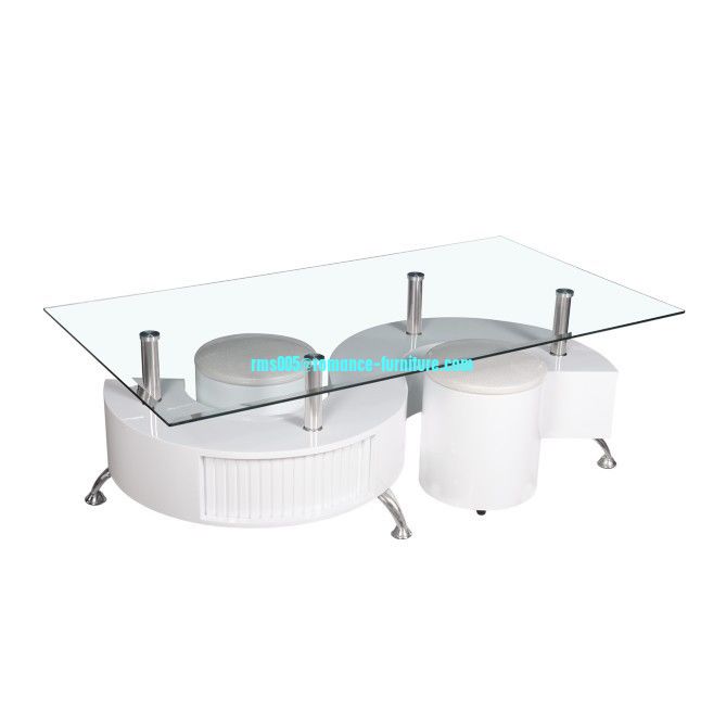 hot sale  tempered glass,   MDF high gloss base tea table A055-2