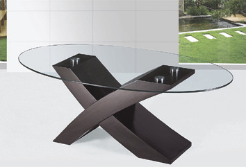 X Shape Wood And Glass Tea Coffee Table 8mm Temper Glass Mdf Attached Papers A034