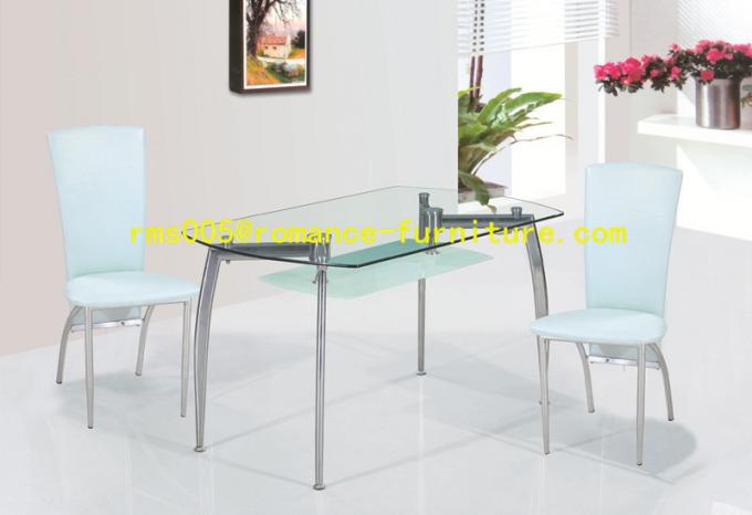 chromed legs clear glass dining table T066