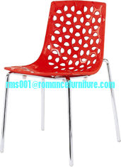 armless chair of plastic with chromed legs PC118