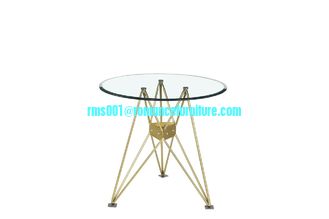glass top with metal legs dining table T1904