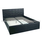 Modern Design Soft PU Bed Made of Faux Black Leather With Foam and Wooden Slats FD-727