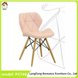 colorful PVC leather dining chair with wood and steel legs pc146