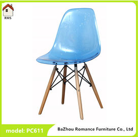 popular PC clear plastic chair with wood legs PC611