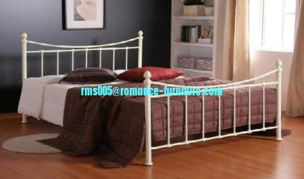 cream iron metal bed metal double bed  B036
