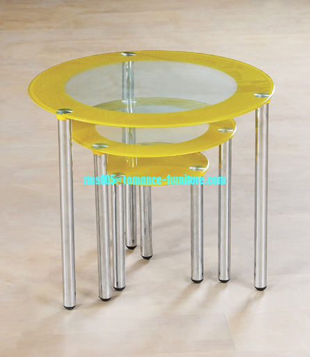 chromed-plated/tempered glass tea table  A006
