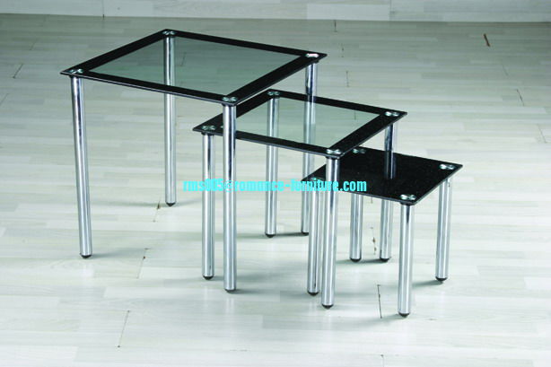 chromed-plated/tempered glass tea table  A008