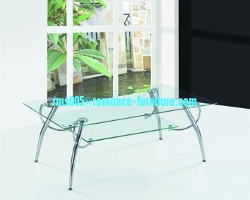 chromed-plated/tempered glass tea table  A038