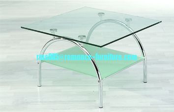 chromed-plated/tempered glass tea table  A040