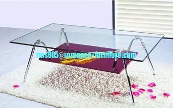 chromed-plated/tempered glass tea table  A042