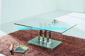 chromed-plated/tempered glass tea table  A044