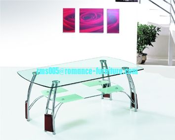 chromed-plated/tempered glass tea table  A049
