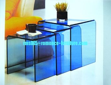 chromed-plated/tempered glass tea table  A064