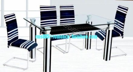 glass dining table, chromed-plated/tempered glass dining table T004