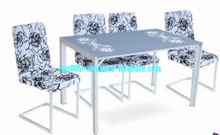 chromed-plated/tempered glass dining table T011