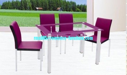 chromed-plated/tempered glass dining table T012