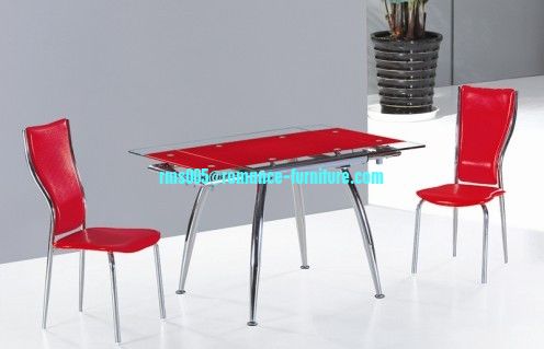 chromed-plated/tempered glass dining table T029