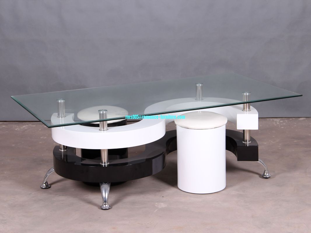 MDF with high gloss ,8mm tempered glass coffee table HA979