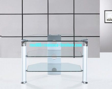 aluminum alloy leg/8mm tempered glass/MDF with painting TV stand TV024