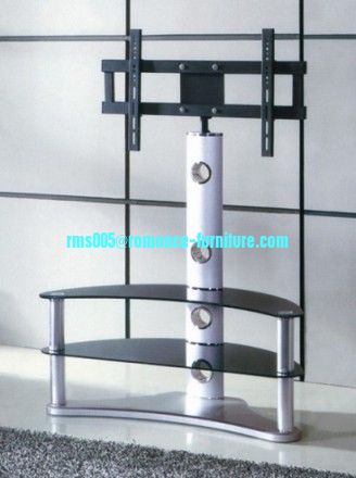aluminum alloy leg/8mm tempered glass/MDF with painting TV stand TV027
