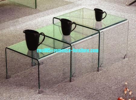 chromed-plated/tempered glass tea table A013
