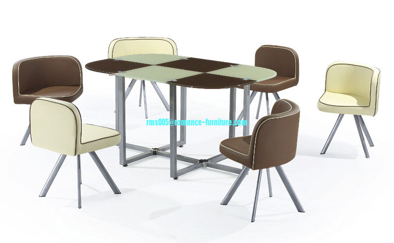oval chromed-plated tempered glass dining table T045