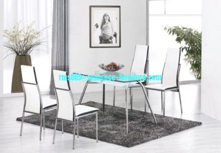 heavy-duty glass dining table and chairs T058