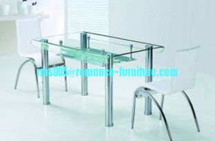 chromed-plated/tempered glass dining table T068