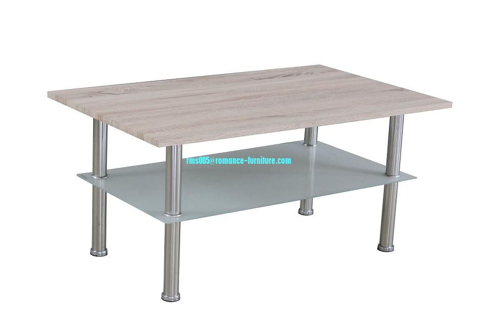 Metal chromed legs with tempered glass and attached paper tea table/coffee table A345