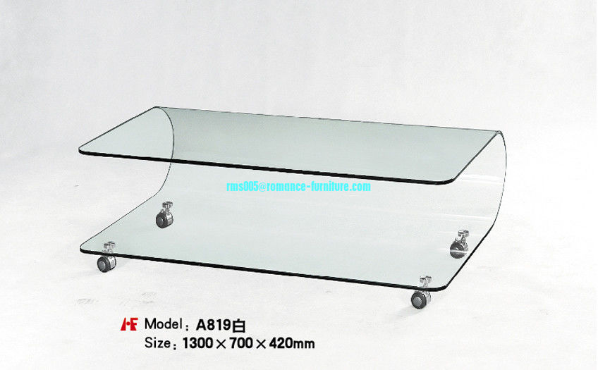 BaZhou coffee table with wheels luxury glass coffee table A819(white)
