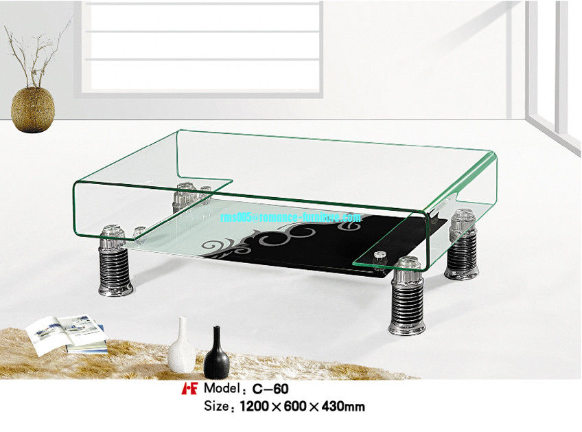transparent bent glass coffee,tea table with low price C-60