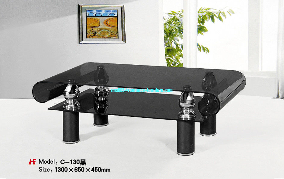 black bent glass coffee table low price tea table C-130(black)