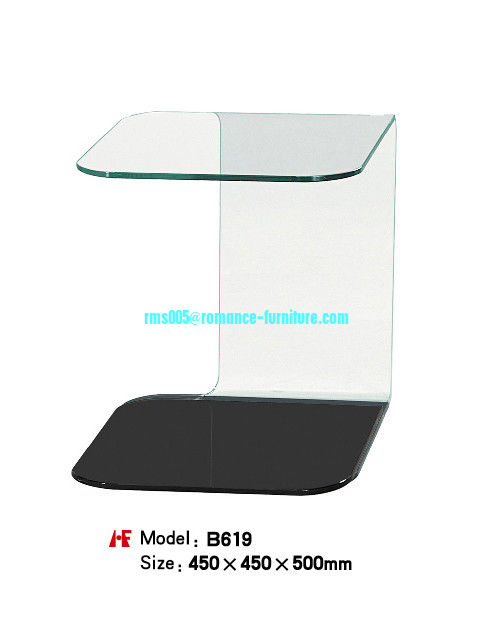 C shape bending glass coffee table design B619