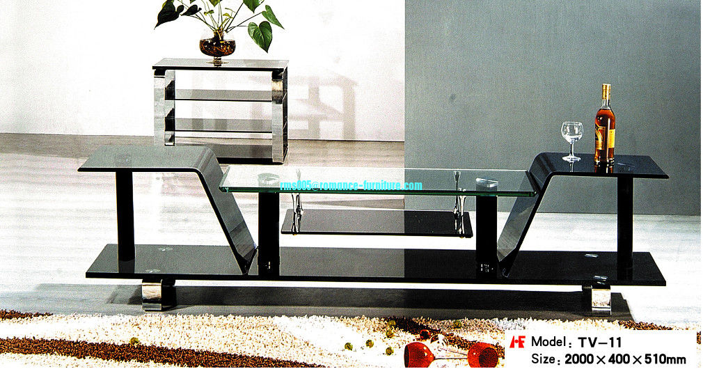 hot bending glass and stainless legs TV stand TV11
