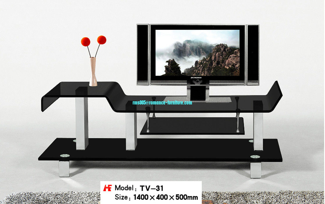 hot bending glass and stainless legs TV stand TV31