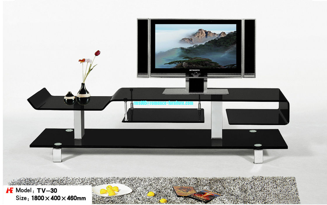 hot bending glass and stainless legs TV stand TV30