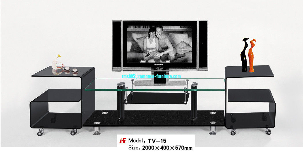 hot bending glass and stainless legs TV stand TV-15
