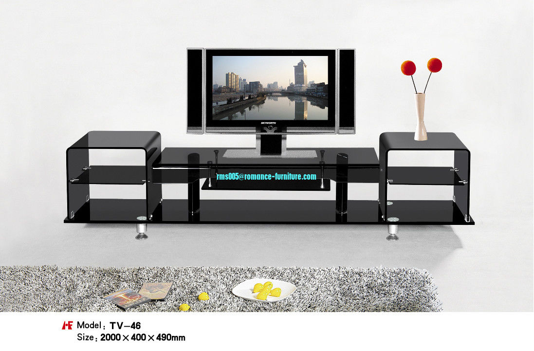 hot bending glass and stainless legs TV stand TV-46