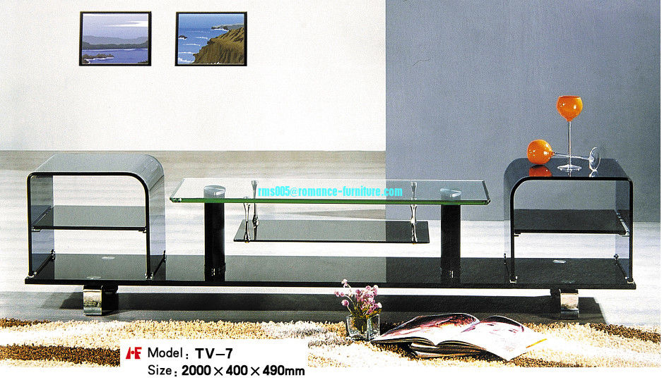 hot bending glass and stainless legs TV stand TV-7