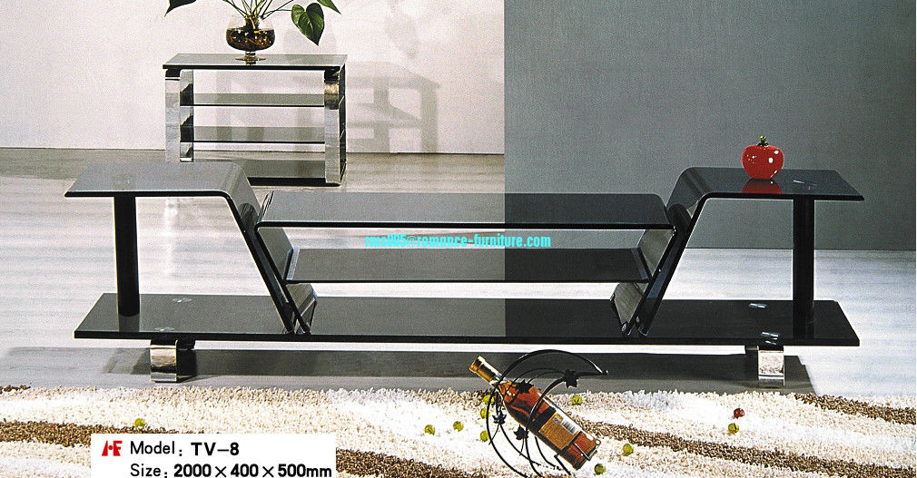 hot bending glass and stainless legs TV stand TV-8