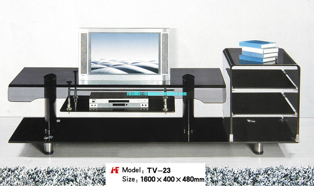 Top quality hot bending glass and stainless legs TV stand TV-23