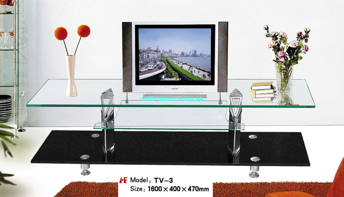 hot bending glass and stainless legs TV stand TV-3