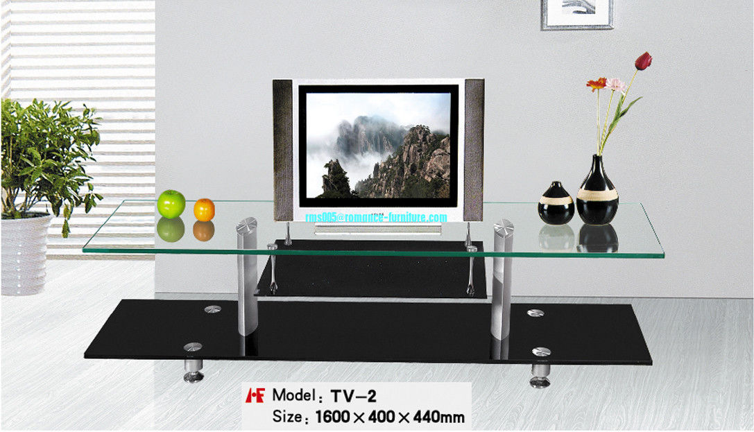 modern design hot bending glass and stainless legs TV stand TV-2