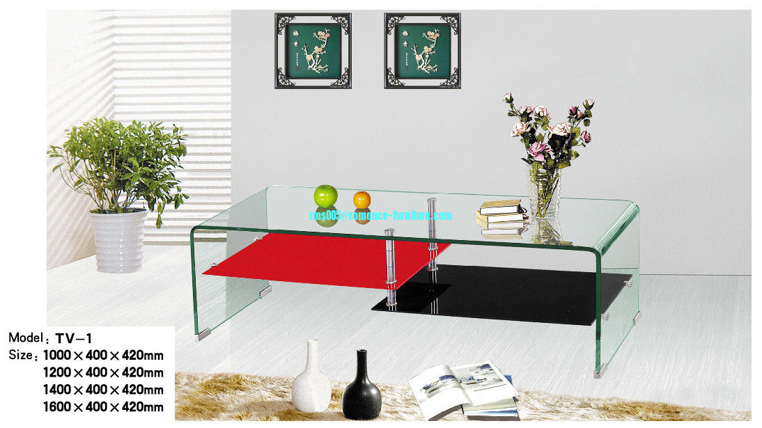 2015 new design hot bending glass and stainless legs TV stand TV-1